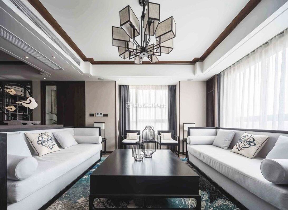 深圳中式家装客厅吊灯设计实景图