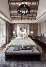 深圳中式新房卧室床头背景墙装饰图片