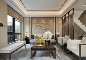 深圳中式别墅室内客厅设计效果图