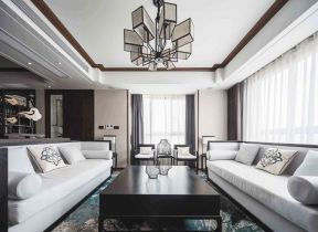 客厅吊灯效果图片 中式客厅装修效果图 深圳中式装修设计
