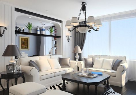 龙湖郦城150平米美式风格三居室装修案例