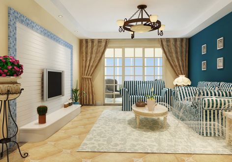 融创熙园123㎡地中海风格三居室装修案例