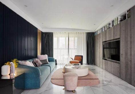 东港天鹅湾130㎡三居室现代风格装修案例