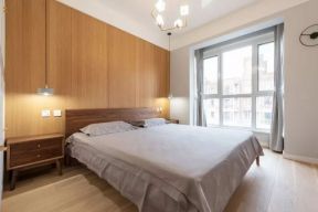 广州二手房卧室木质背景墙装修设计效果图