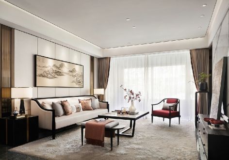 中海万锦公馆143平米中式风格四居室装修设计案例