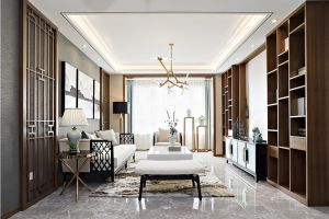 [北京易龙装饰]新中式风格三居室，客厅设计很大气！