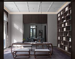 新中式茶室效果图 新中式茶室设计图片 别墅茶室装潢实景图