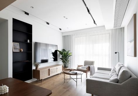 阳光·龙湾生态城极简风格118平米三居室装修设计案例