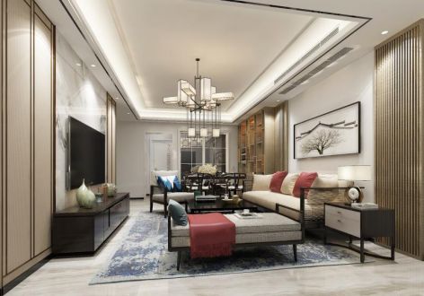 汇隆·上林国际126㎡三居室新中式风格装修案例