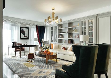 金沙湖高尔夫观邸现代美式140平米三室两厅装修案例