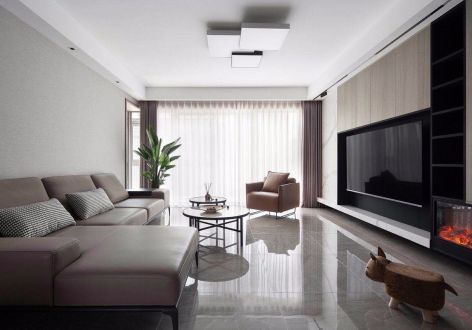 佳兆业滨江一号现代风格126平米三居室装修案例