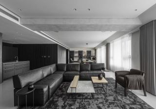 現代風格大平層客廳轉角沙發圖片