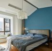 广州北欧家装卧室蓝色墙面装修设计图