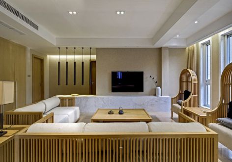中海阳光橡树园100平日式风格三居室装修案例