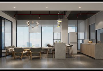 广州创意园办公室工业风格350平米装修案例
