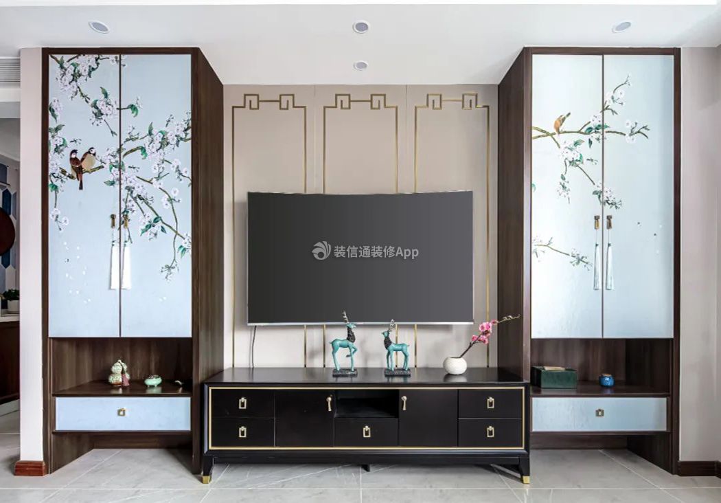 新中式家居电视墙装修设计图片