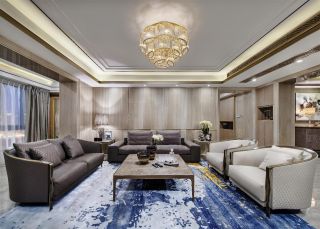 238平港式风格客厅地毯装饰设计效果图