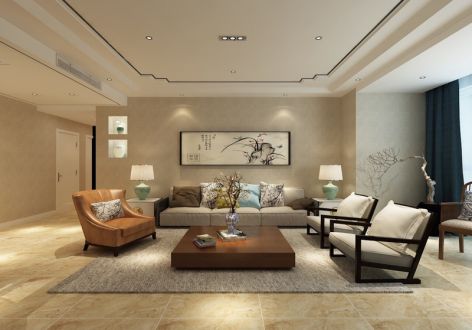 华夏泉绅120平米新中式风格三居室装修案例