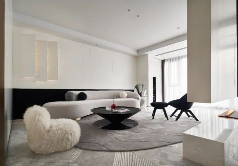 上海花城160平米四居室现代极简风格装修案例