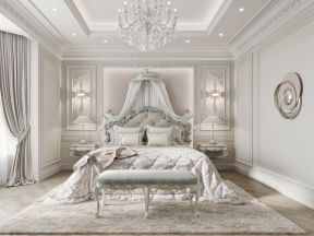 法式风格别墅主卧床头装修设计图片