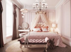 法式风格儿童房粉色装潢设计效果图