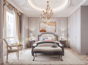 法式风格卧室床头造型装潢设计效果图