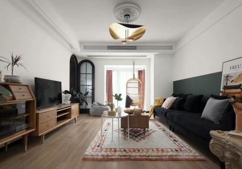 双湾国际130平现代风格三居室装修案例