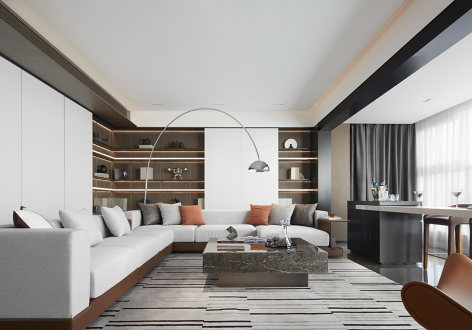 融创无忌海140平米现代时尚风格三居室装修案例