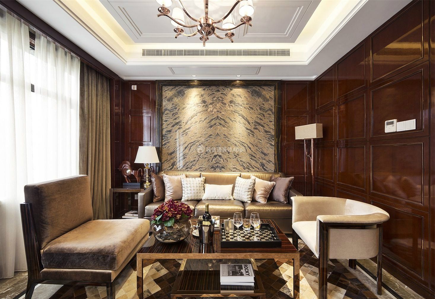新古典风格客厅沙发背景墙装饰设计图片