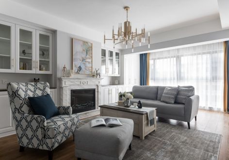 保利香槟国际98㎡三居室美式风格装修案例