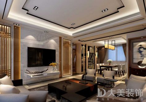 风尚米兰132平米新中式三居室装修案例
