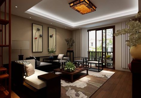 丰泰裕田花园132平米新中式风格三居室装修案例