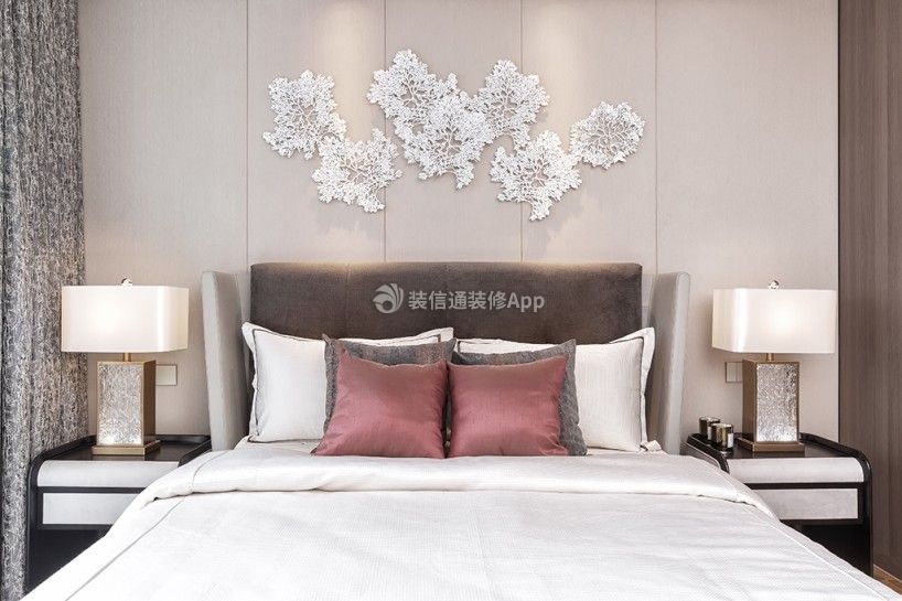 新中式风格140平米卧室床家装效果图欣赏