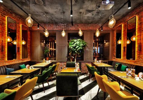 170平米现代复古酒吧餐厅装修设计案例