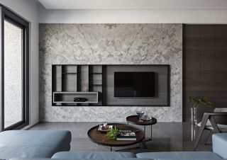 现代风格客厅电视背景墙造型装潢图片