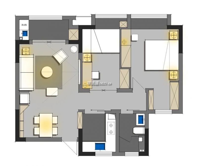 北平天下88平米现代简约风格三居室装修案例