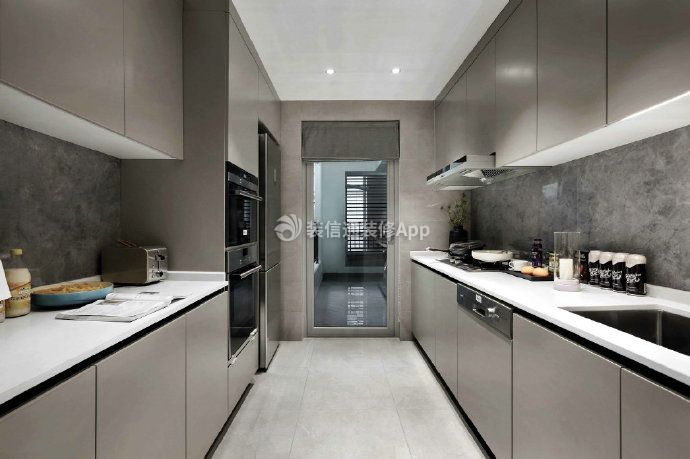 新中式风格132平四居室厨房橱柜装修设计图