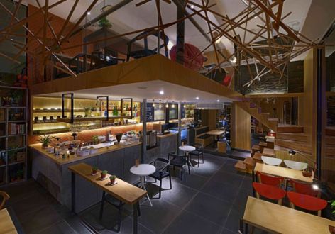 广州咖啡厅简约风格65平米装修案例