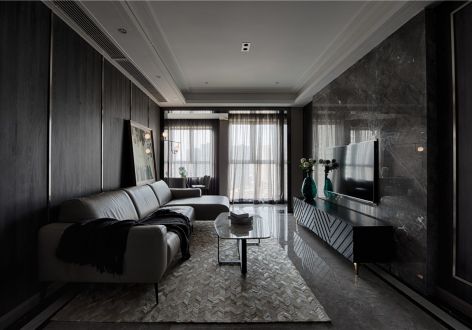 万润·滨江天著138平现代风格三居室装修案例