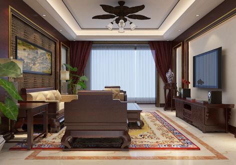 天玺公馆210㎡四居室中式风格装修案例