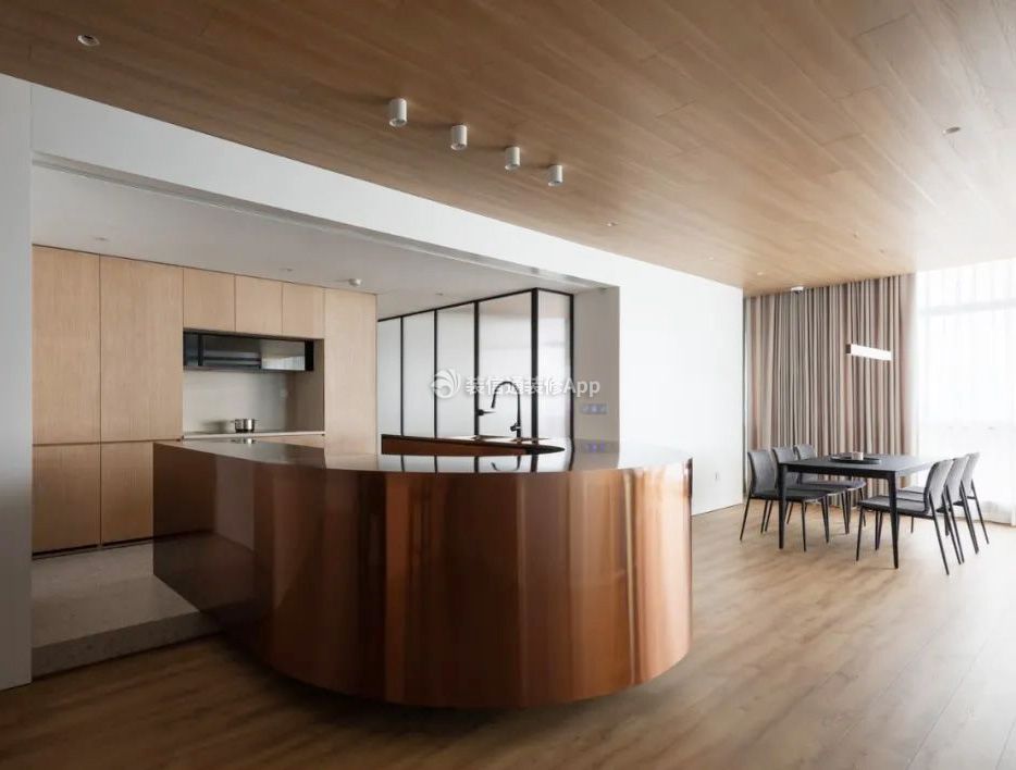 130平方公寓开放式厨房吧台装潢效果图