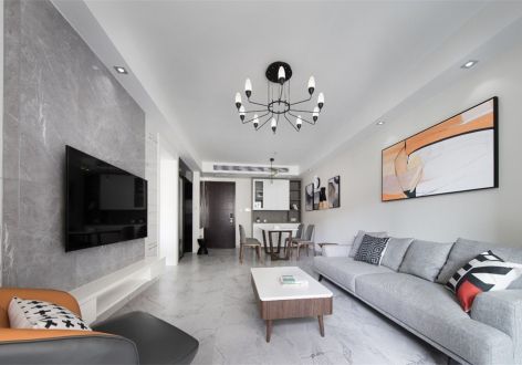 铂晶豪庭现代风格100平米三居室装修案例