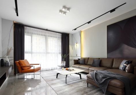 铭城国际社区126平现代风格三居室装修案例
