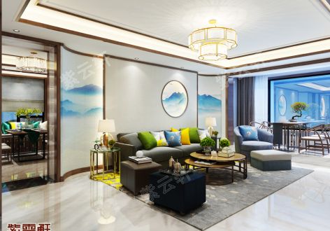京泉馨苑新中式风格130平米三居室装修案例