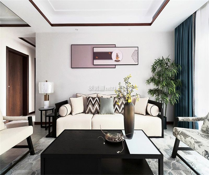 新中式沙发背景墙装饰画 新中式沙发背景墙装修效果图