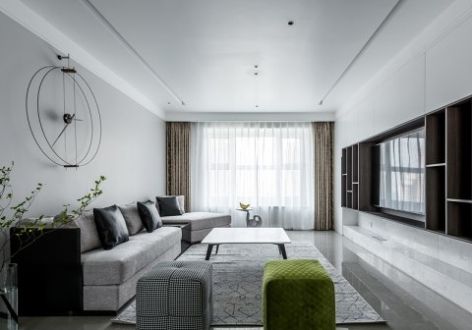 兰亭荟100㎡三居室现代风格装修案例