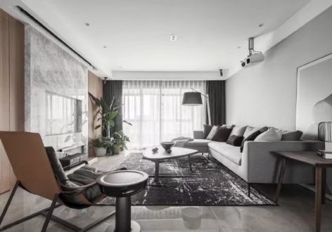 鸿赫时代天际136㎡三居室现代风格装修案例