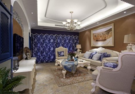 中国美林国际社区地中海风格141平米三室两厅装修案例
