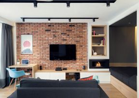 40平方单身公寓电视墙造型装修设计图