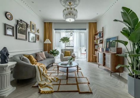 保利和光尘樾108平美式风格三居室装修案例